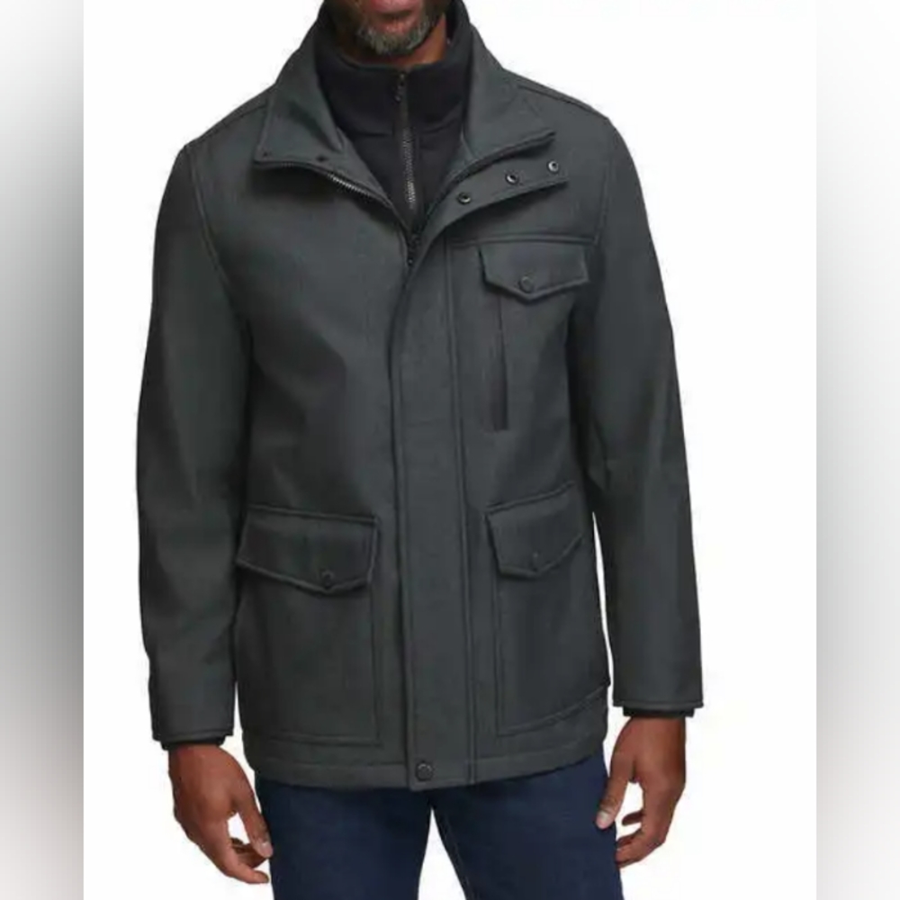 Andrew Marc Men's Textured Jacket with fleece lining Large